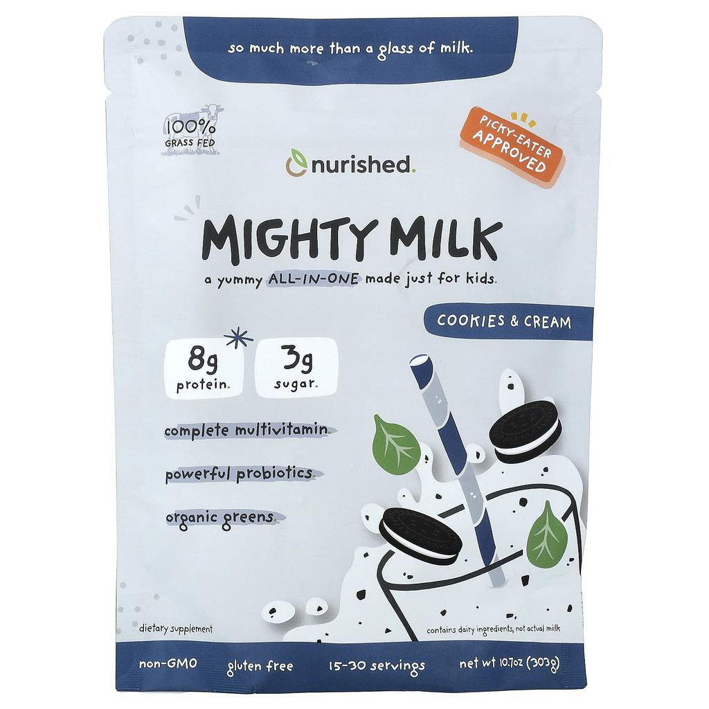 Nourished, Kids, Mighty Milk, Cookies & Cream, 303g (10.7oz)