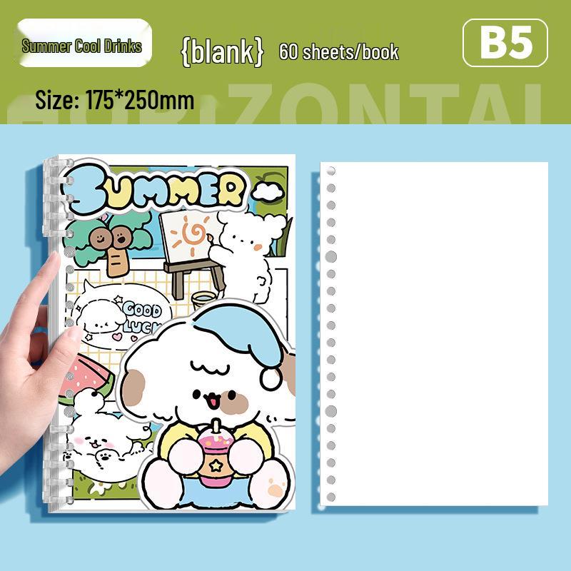 Puppy Paradise Cute Cartoon Loose-Leaf Notebook - Comfortable, Detachable, Ideal for Students