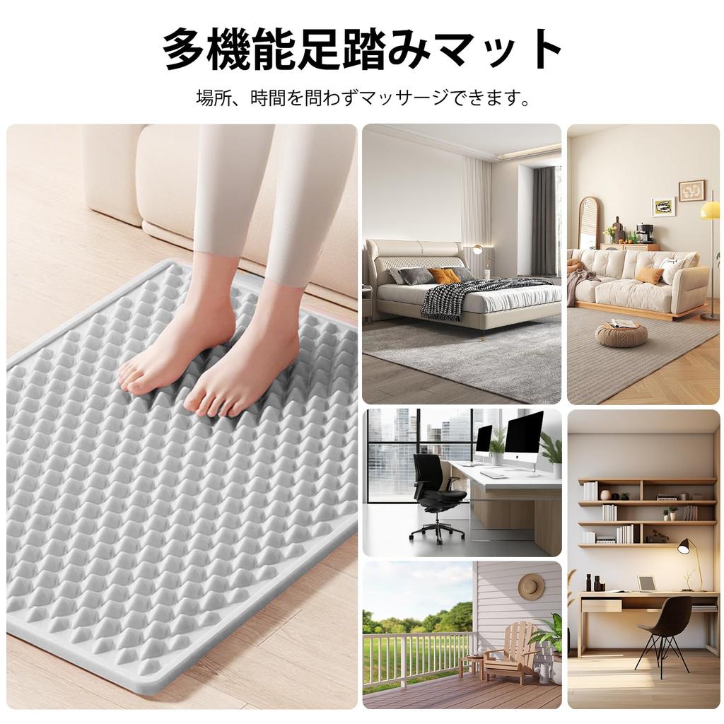Gladgogo Foot Reflexology Mat, Shiatsu Board, Foot Massage Pad, Home Use, Exercise, Shiatsu Board, Ergonomic, Fatigue Relief, Gray