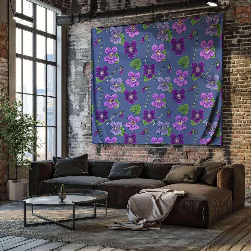 Floral Tapestry Wall Hanging Botanical Flower Pattern Decor Aesthetic Room Divider Nature Inspired Dorm Room Backdrop Vintage Vi
