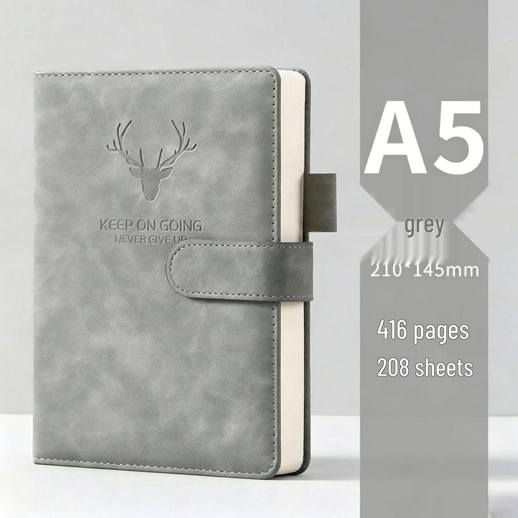 Custom Logo A5 Soft Leather Notebook with Deer Head for Business Meetings