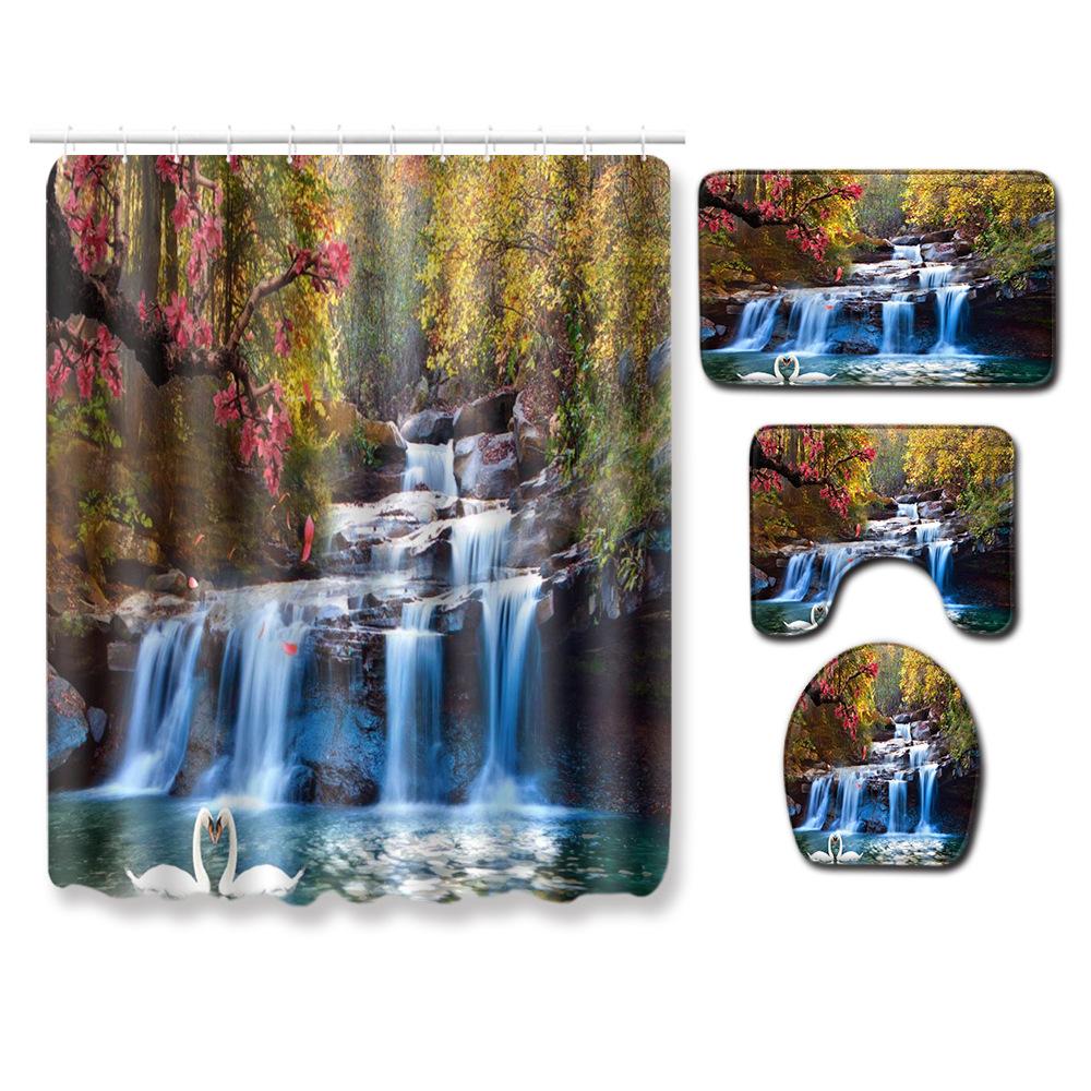 African American Women'S Bathroom Four-Piece Combination Set Household Door Mat Absorbent Non-Slip Floor Mat Carpet