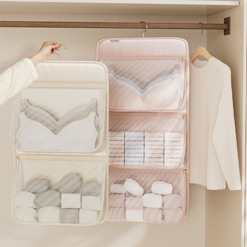 Zippered Hanging Clothes Organizer Large Capacity Closet Socks Dispenser  Home Wardrobe