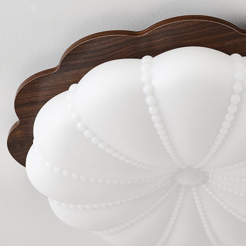 Retro Cream Style Walnut Ceiling Light - New Chinese Design for Bedroom & Study, Eye Protection.