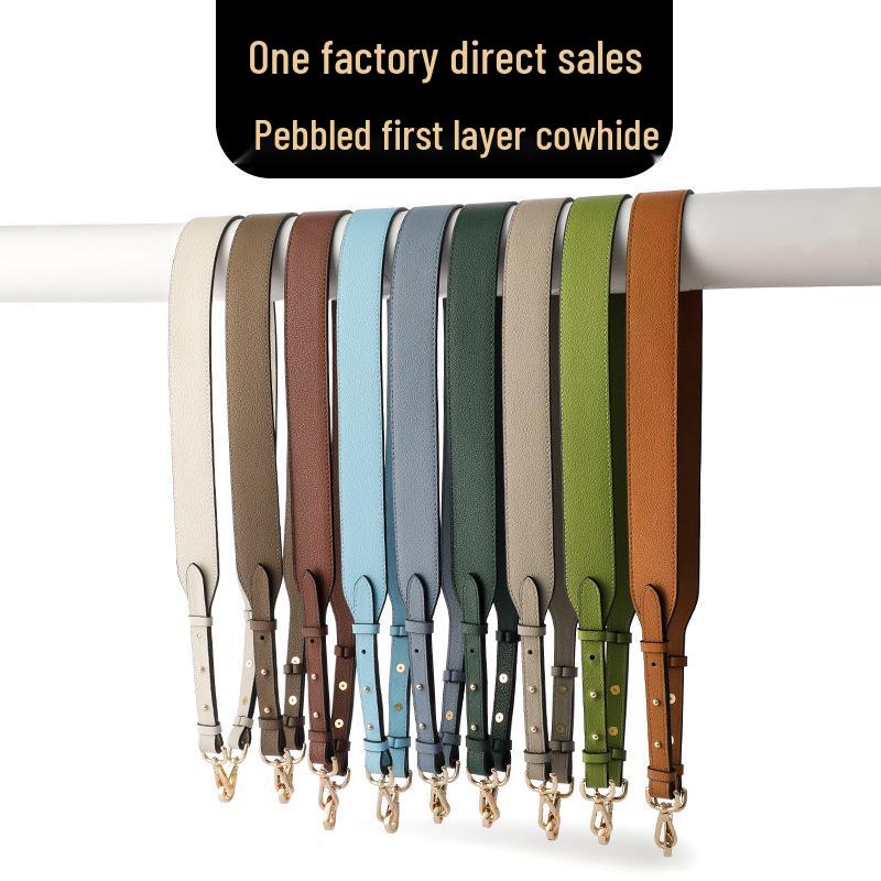 Breiter Schulterriemen aus Rindsleder mit genarbter und Litschi-Musterung - Vielseitiger, verstellbarer Taschen-Ersatzriemen