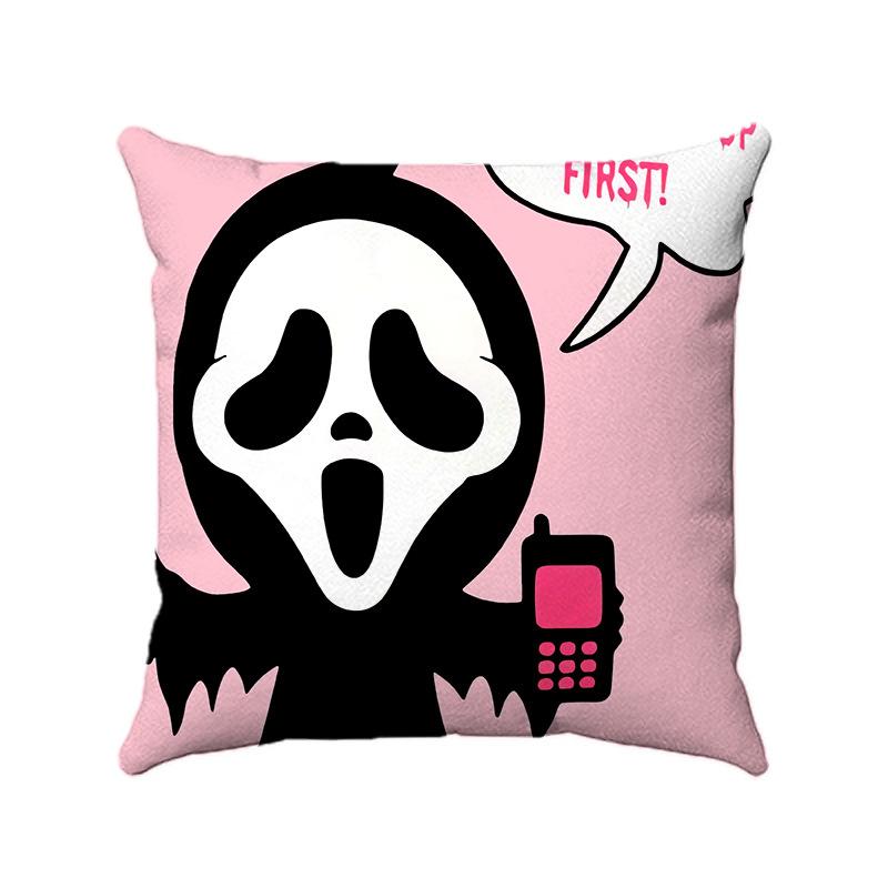 Halloween Pink Super Soft Digital Printing Short Plush Pillow Covers Decorative For Car Sofa Office Cushion Cover Home Goods