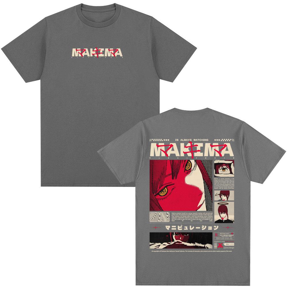 Japanese Anime Chainsaw Unisex Makima Tshirt Unisex Women Clothing Fashion Short Sleeve T Shirts Cotton Oversized Tshirts Streetwear