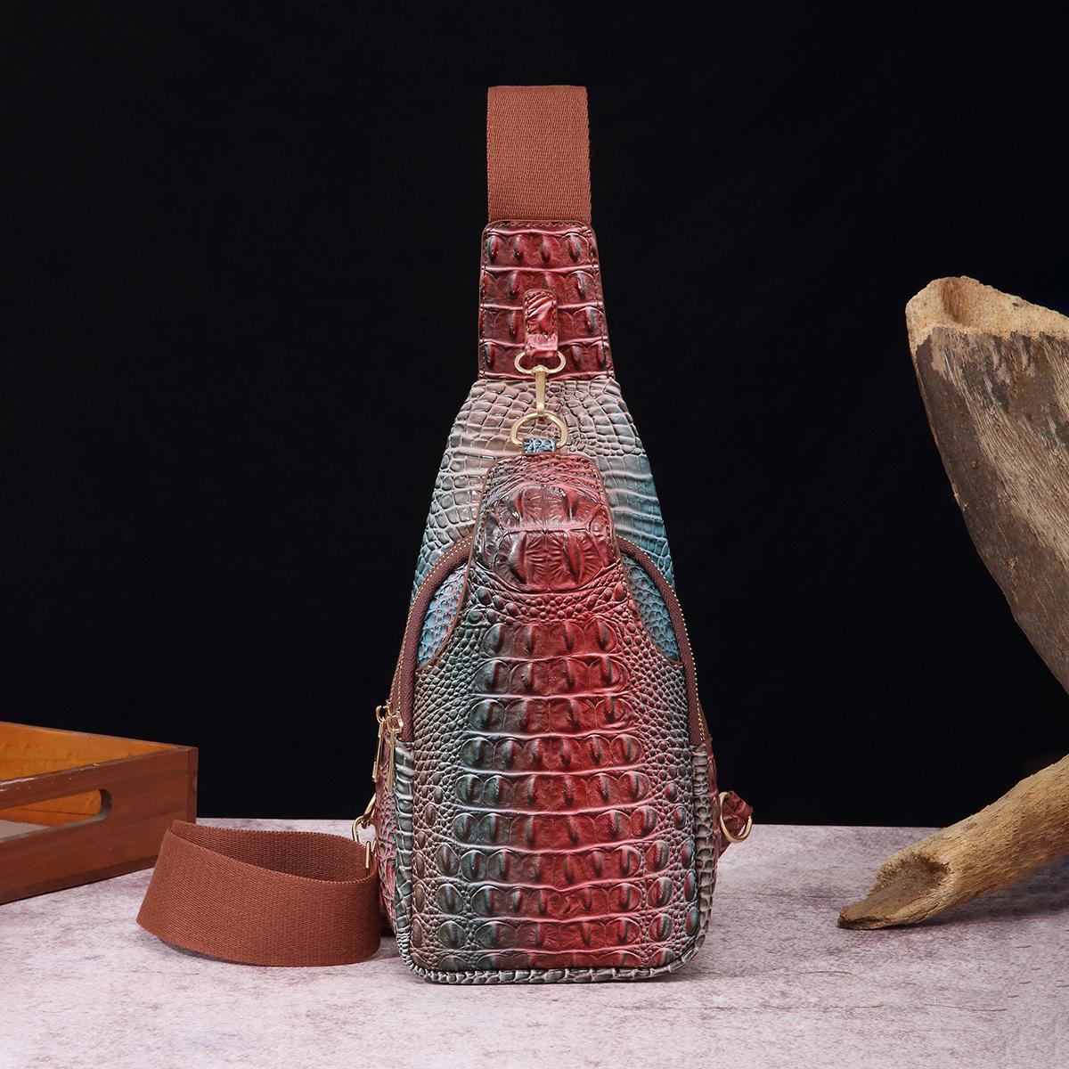 

Сумка на грудь с градиентом из искусственной кожи, женская сумка с крокодиловым узором, модная ретро-сумка с широким плечевым ремнем, женская нагрудная сумка, поясная сумка, сумка через плечо