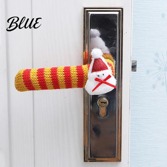 Soft Plush Door Handle Sleeves Knitted Christmas Doorknob Covers Santa Reindeer Decor Anti‑Slip Protector Sleeves Winter Anti Collision