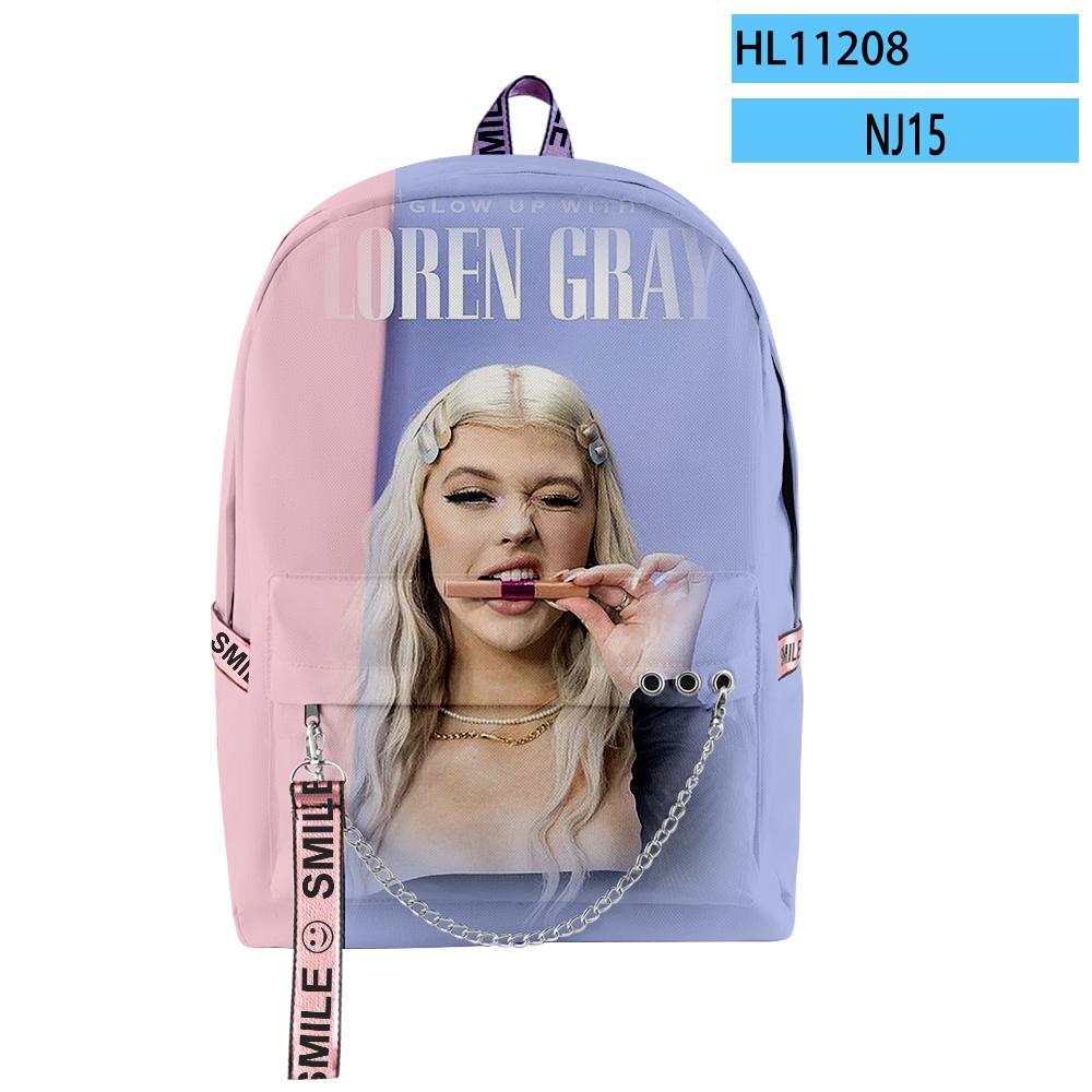 Cartoon Novelty Youthful School Bags Unisex Funny Loren Gray Travel Bags 3D Print Oxford Waterproof Notebook Shoulder Backpacks