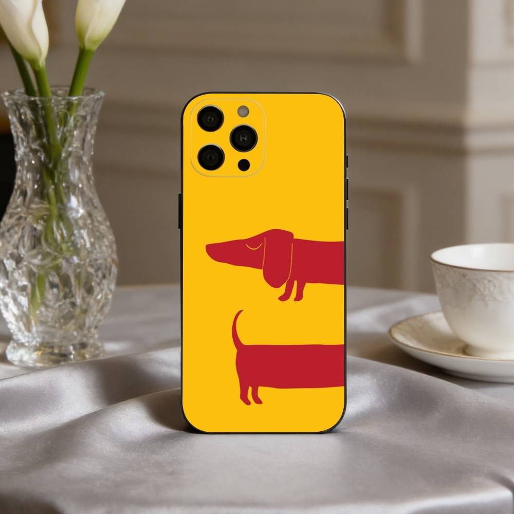 D-Dackel S-Silhouette ART D-Hund Handyhülle Für iPhone 17,16,15,14,13,12,11 Plus,Pro Max,XS,Weiche Silikon Schwarze Hülle