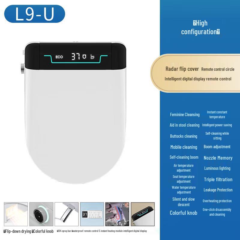 U-shaped Smart Toilet Seat with Automatic Lid and Remote Control