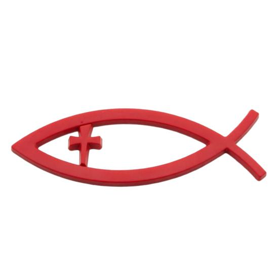 

Car Emblem Texture Auto 3D Metal Stickers Fish-Shaped Sticker with Strong Adhesive красный