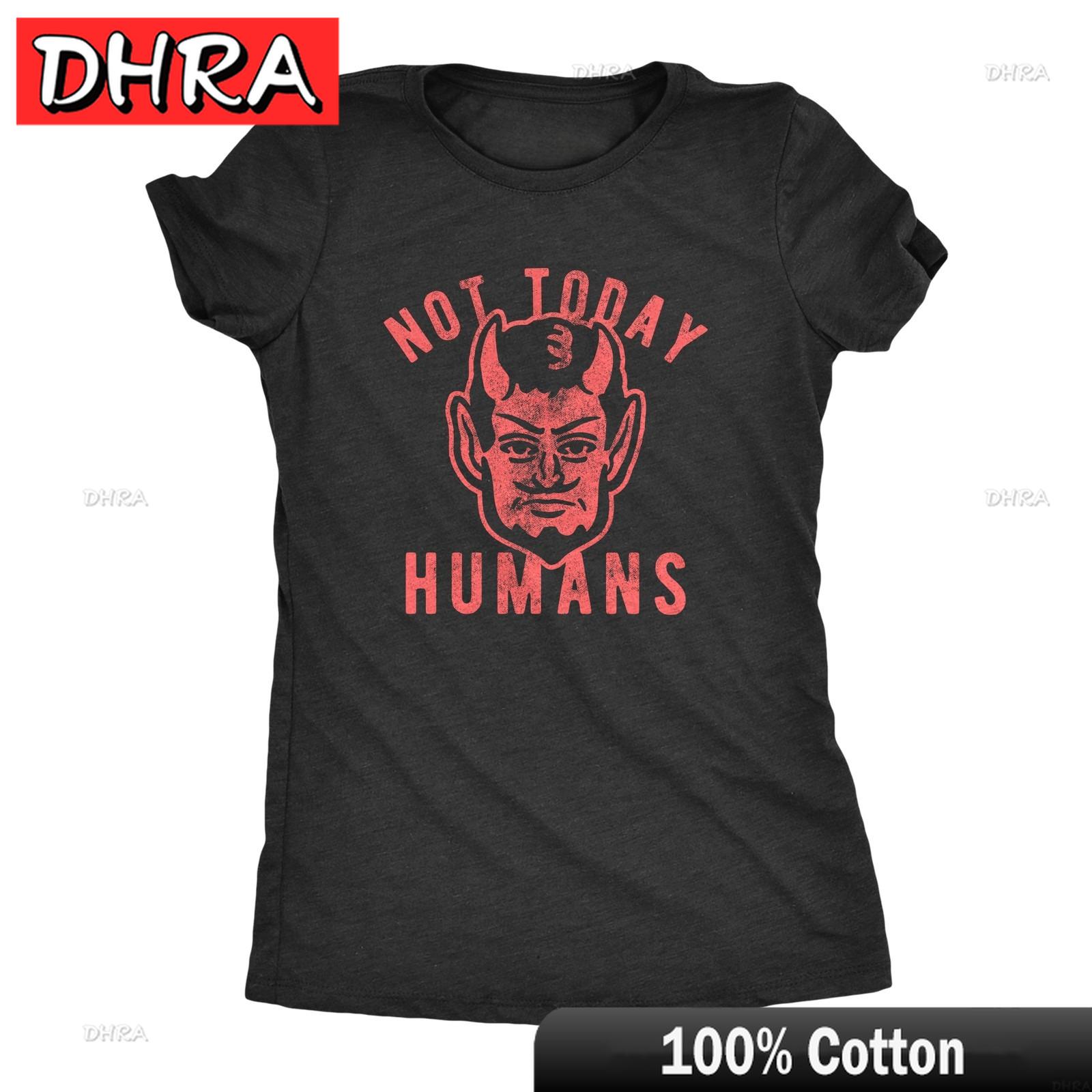 

Womens Not Today HuUnisexs T Shirt Funny Halloween Satan Graphic Tee Unisex Retro Shirt Casual Top Skater Minimalist Street Fashion 4XL