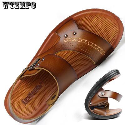 Sandalias de cuero Zapatos de verano Hombre Zapatos casuales transpirables Sandalias planas para caminar Calzado masculino