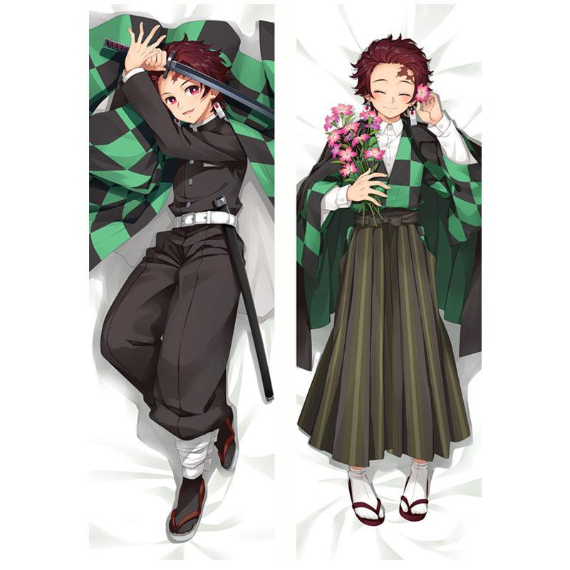Аниме Demon Slayer Kamado Tanjirou Hashibira Inosuke 2way Dakimakura чехол двусторонний 3D принт постельное белье обнимающее тело наволочка 40x120cm 3469₽