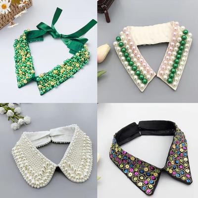 Perlen Damenhemd Falsche Kragen Kristall Abnehmbarer Kragen für Damen Halskette Falscher Kragen Abnehmbare Diamant-Lacklace Nep Kragie