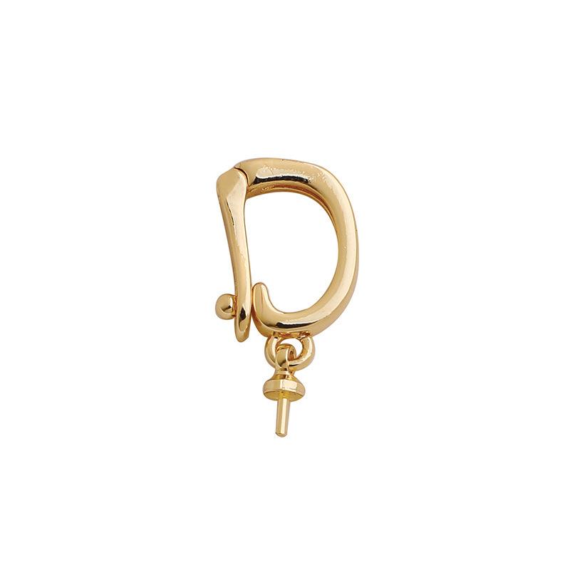 14K Gold Filled D-Shaped Pendant Buckle with Pin for Pearl Necklace Clasp DIY Jewelry Accessories