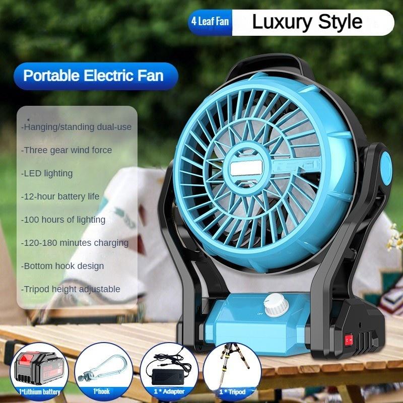 Leistungsstarker LED-Tischventilator Wiederaufladbare Camping-Kühlung Ausrüstung Outdoor Kleiner Tragbarer Elektrischer Ventilator