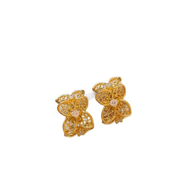 Hollow flower C-shaped zircon earrings light luxury high-end temperament stud earrings new earrings design sense niche