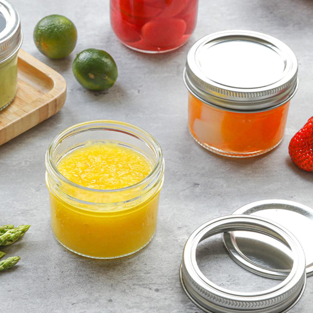 4Pcs 250Ml Mini Clear Plastic Jar with Silver Aluminum Wide-Mouth Lid for Tea Candy Spices Dry Food Kitchen Storage Travel Craft