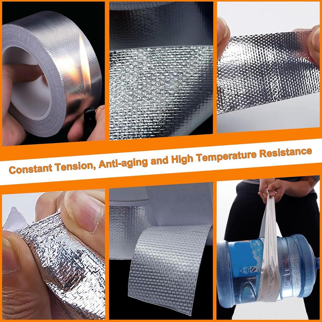 Fita Isolante para Tubo de Escape 5-100M Fita Térmica para Escape Coletor Tubo de Descarga Fita Bandagem de Alta Temperatura Fitas Adesivas Prateadas