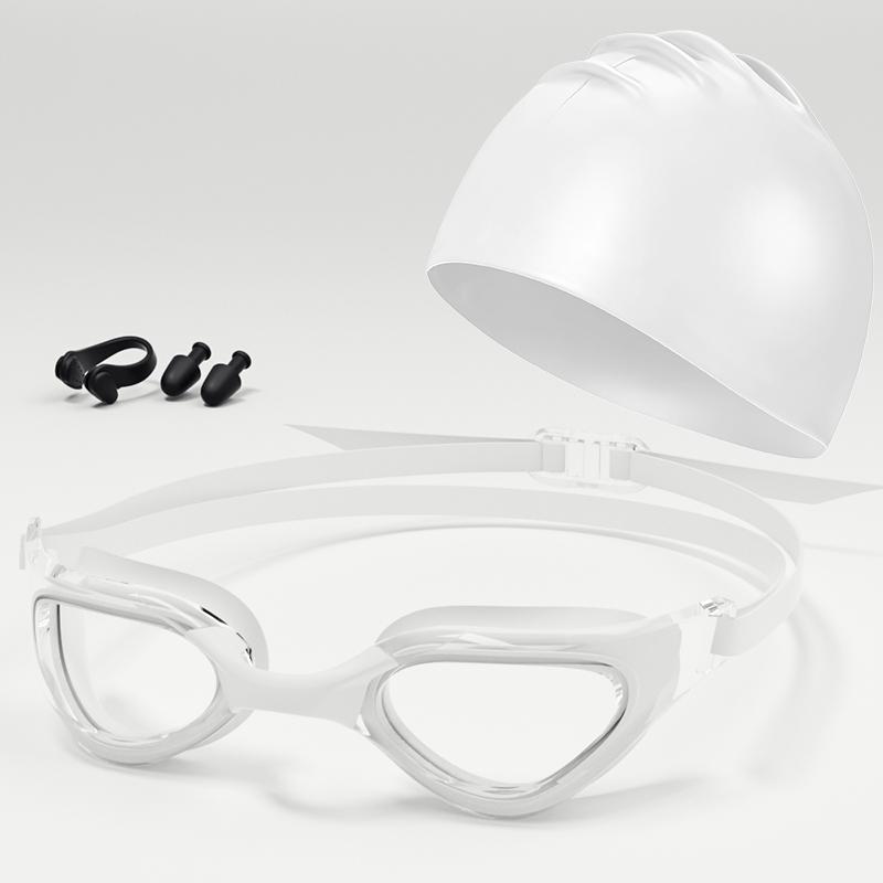 Swimming Goggles with Nose Clip Earplugs and Swim Cap Professional Adult Racing High Definition Waterproof Anti-Fog2