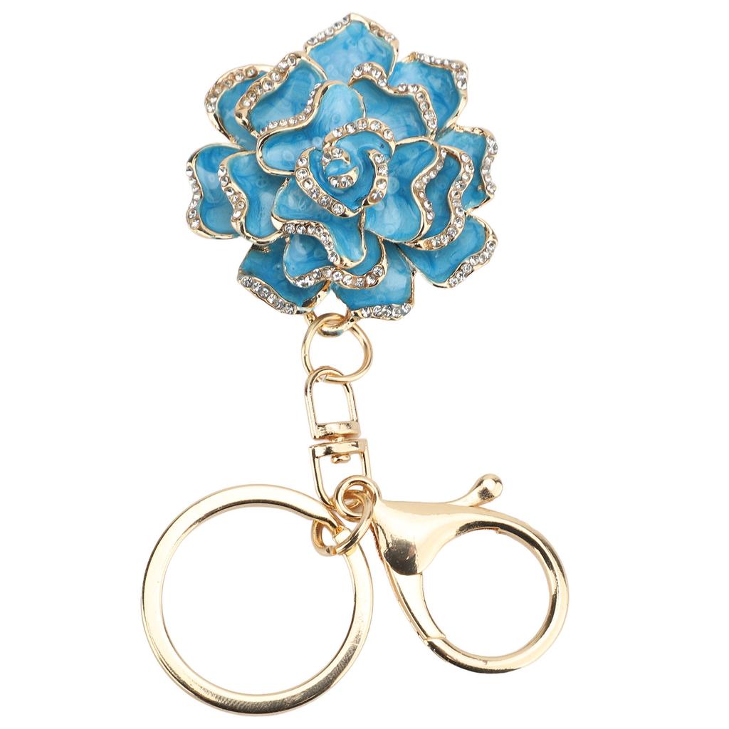 Rose Shaped Keychain Beautiful Flower Pendant Key Rings Cute Backpack Hanging Decoration for