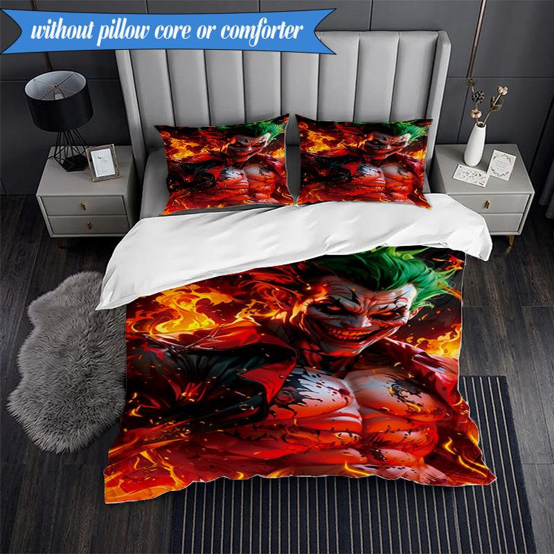 3PCS The clown's Fiery Rise Bedding Set,Including 1pc Duvet Cover And 2pcs Pillowcases Perfect for Bedroom, Dormitory, Fan Christmas gift