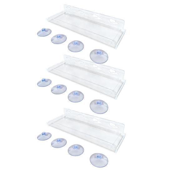 Suport mic pentru expunerea plantelor Raft de fereastră cu ventuză și margine de protecție, Raft plutitor robust din acril transparent, Suport de perete pentru interior
