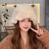 Women S Winter Warm Fluffy Rabbit Fur Blend Knit Bucket Hat