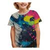 Children's Clothing T-Shirts for Boys Moon Pattern 3D Print Streetwear Short Sleeved Tops Quick-Drying T-Shirts for Children