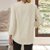 Women's Fashion Nine-minute Sleeve Cotton Linen Solid Colour Casual V-Neck Pocket Blouse Top