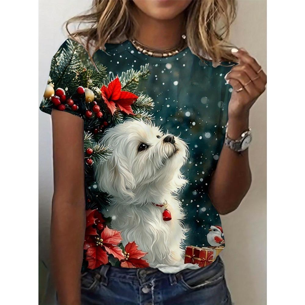 Summer Fashion Animal Printed Women's Plus Size Loose Comfortable Soft Breathable Lightweight Round Neck Short Sleeved T-shirt