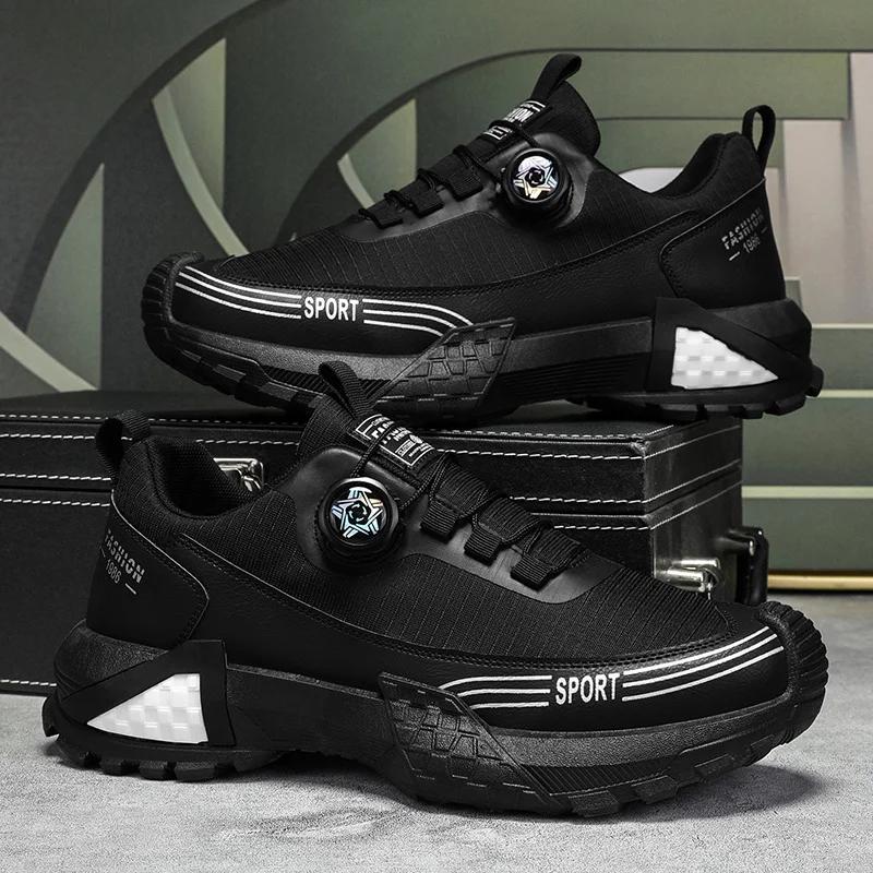 Rotary Buckle Climbing Trekking Shoes Man Breathable Mesh Men's Outdoor Hiking Shoes Anti-slip Walking Camping Sport Trail Shoes