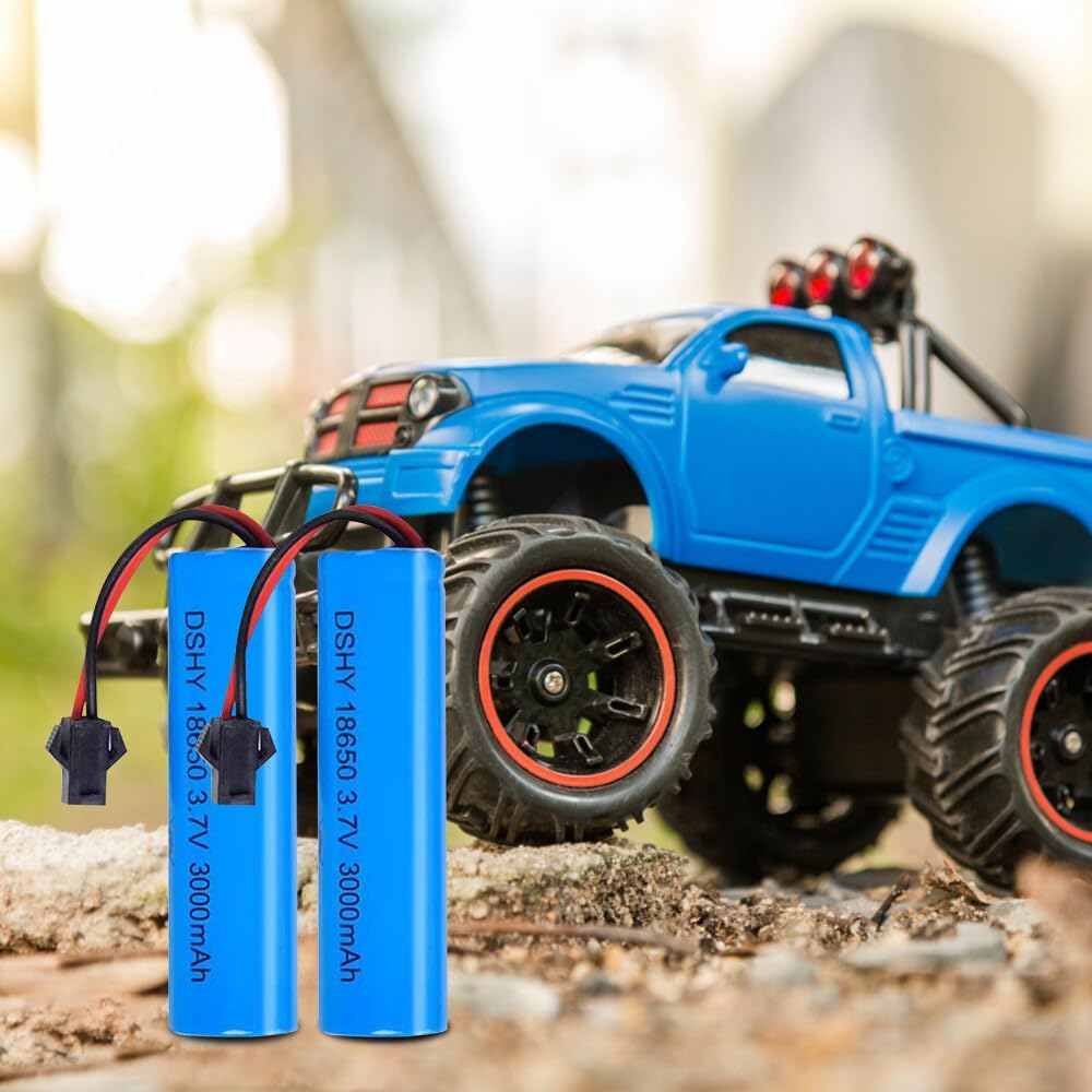 2 Pieces 3.7V 3000mAh Li-ion Battery with SM-2P Connector – Compatible with RC Car DE45 DE42 1:14 – High Performance for Off-Road and Drift Racing