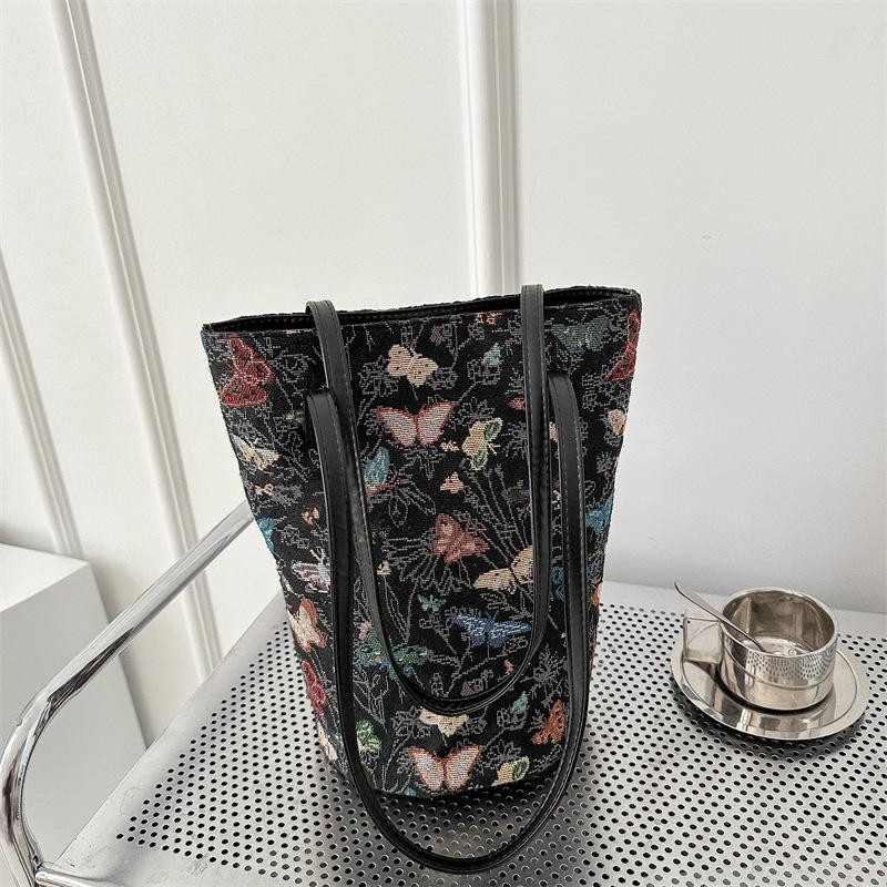 

Летняя корейская версия литературной сумки-ведра с принтом и большой вместимостью, новая модная и стильная сумка-ведро для поездок на работу через подмышку