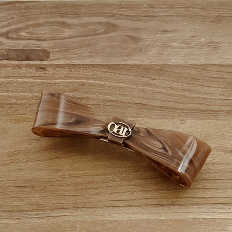 oar Classic Marble RIbbon Hair Barrette [Brown]