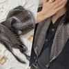 Silk scarf women's spring and autumn Korean version versatile black triangular scarf triangular shawl with knotted scarf scarf women's waist seal