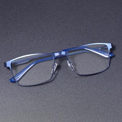 Fashion Metal Full Frame Blue Light Blocking Reading Glasses With Diopter Square Big Frame Business Men+100+200+300