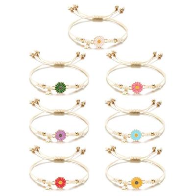 Fashionable Daisy Bracelet Delicate Pendant Bracelet Weaving Bracelet Adjustable Rope Bracelet for Women Matching Outfit