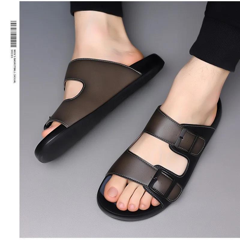 Fashion 2024 New Designer Casual Buckle Male Sandals Fashion Retro Open-toe Soft-soled Outdoor Beach Shoes Slippers for Men