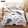 Cute Cat Print Quilt Cover Pillow Cover  Bedding Set Luxury Queen Bedding Set Cute Style Customized  children‘s  Bedding Set