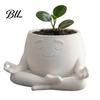 Functional Office Plant Decor Sit In Meditation Planter, Cute Zen Flower Pot, 3D Printed Small Indoor Garden Pot Figure for Succulents Cacti,