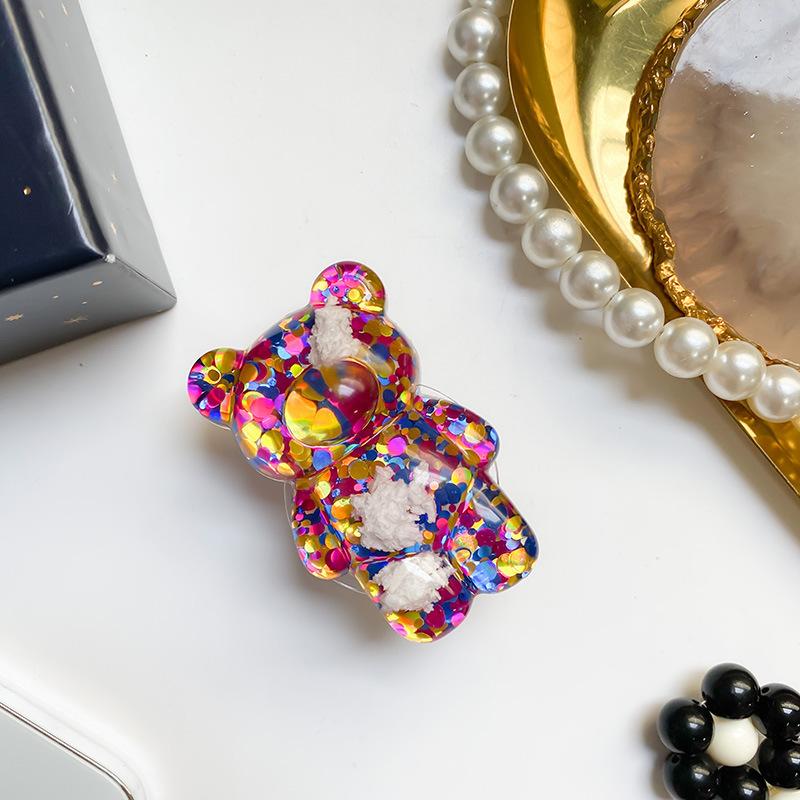 Colorful Sequined Cloud Bear Airbag Bracket Lazy Desktop Air Cushion Support Back Sticker Ring Buckle Retractable Niche