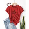 Damen Casual Kurzarm T-Shirt - Schwarz mit Weißem Sternenprint Rundhals Oberteil für Frühling & Sommer Maschinenwaschbar