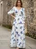 European and American New, Bohemian Print Lantern Sleeve V-neck Women's Dress