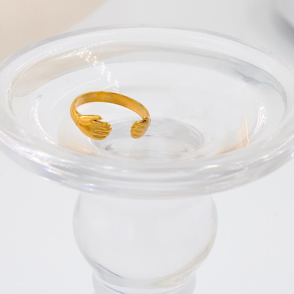 French Retro Adjustable Stainless Steel Ring - Titanium Steel  18K Gold Plated (YS154)