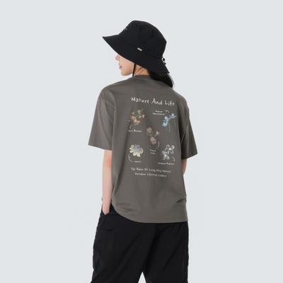 Cotton Women's Flower Graphic Short-Sleeve T-Shirt Dark Khaki (S26MWFTS67)