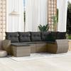 Vidaxl 6-Cz. Gartenmöbel-Set mit Kissen, Grau, Polyrattan